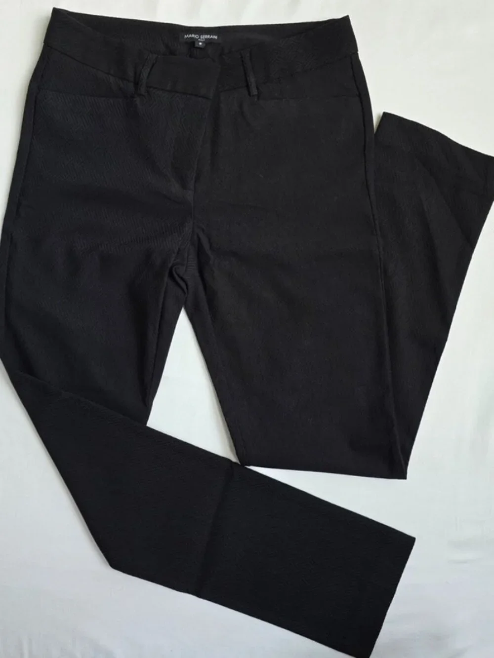 Mario Serrani Italy Cropped Ankle Dress Pants Stretch Comfort Slim Fit 6 Black